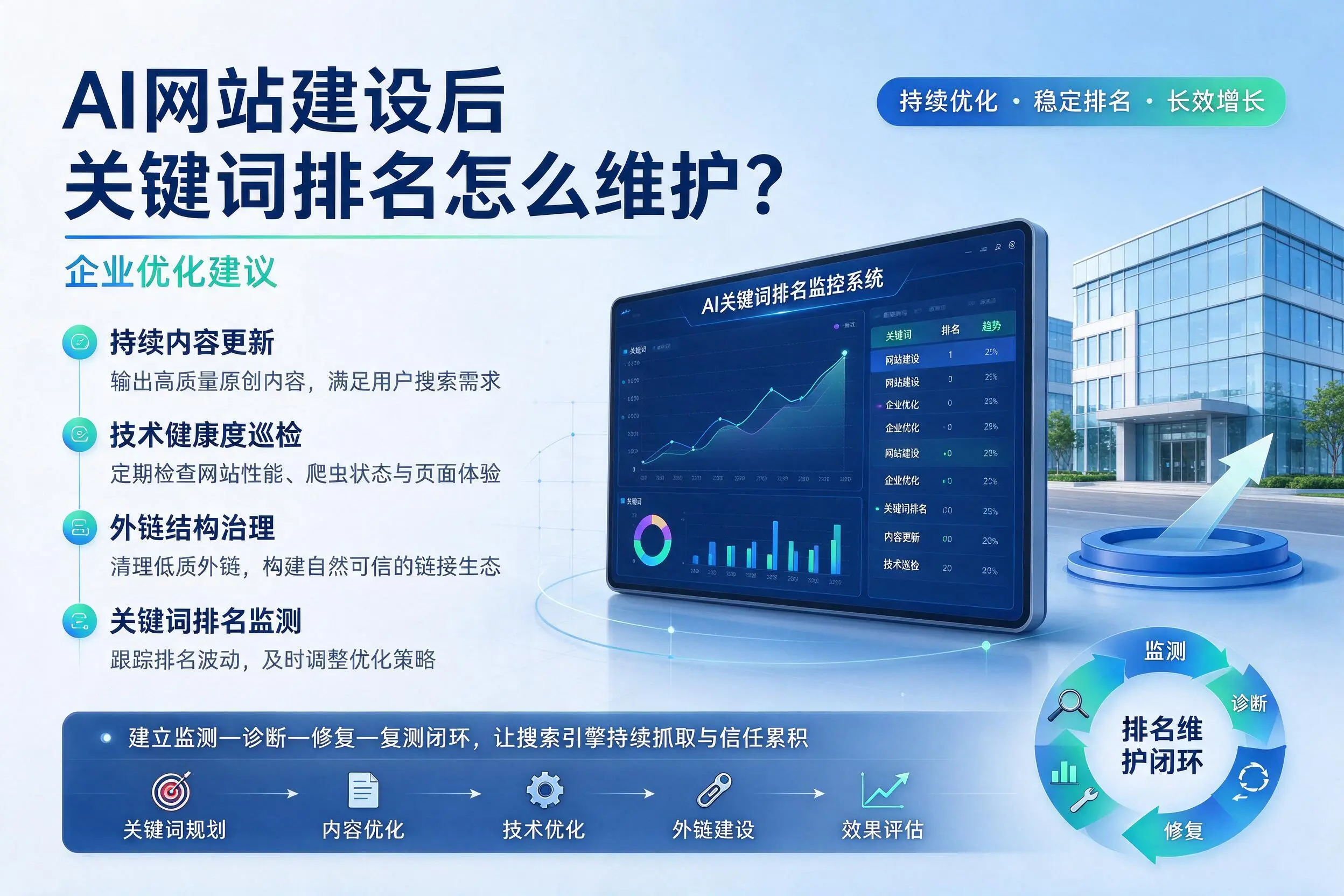 AI网站建设后关键词排名怎么维护？甘南企业优化建议